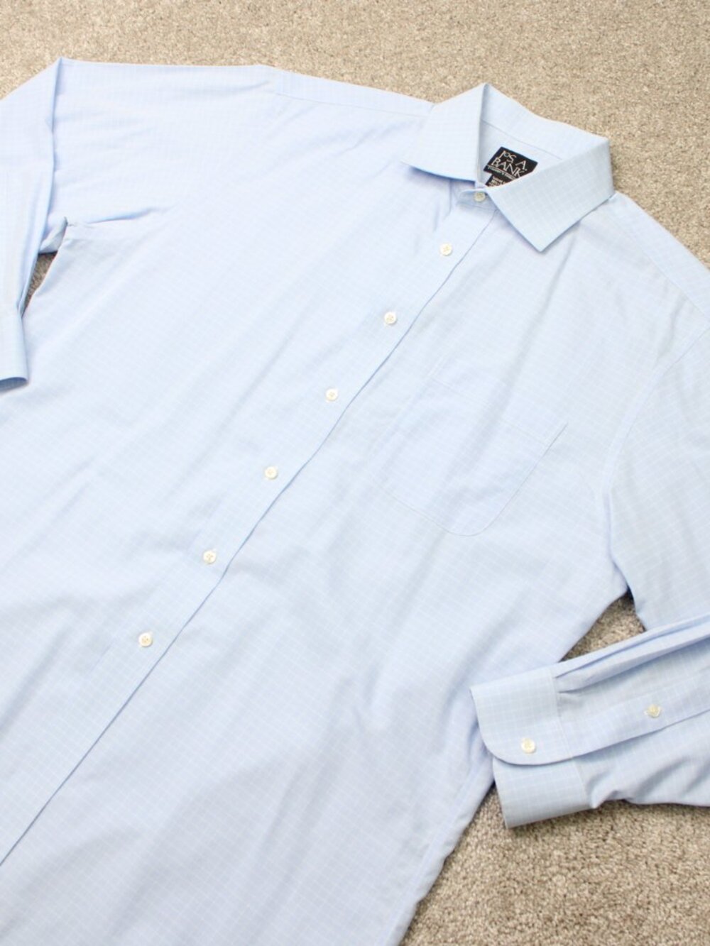 Jos A Bank Shirt Mens 16 1/2, 33 Blue Traveler's Tailored Fit Cotton Long Sleeve - Picture 3 of 11